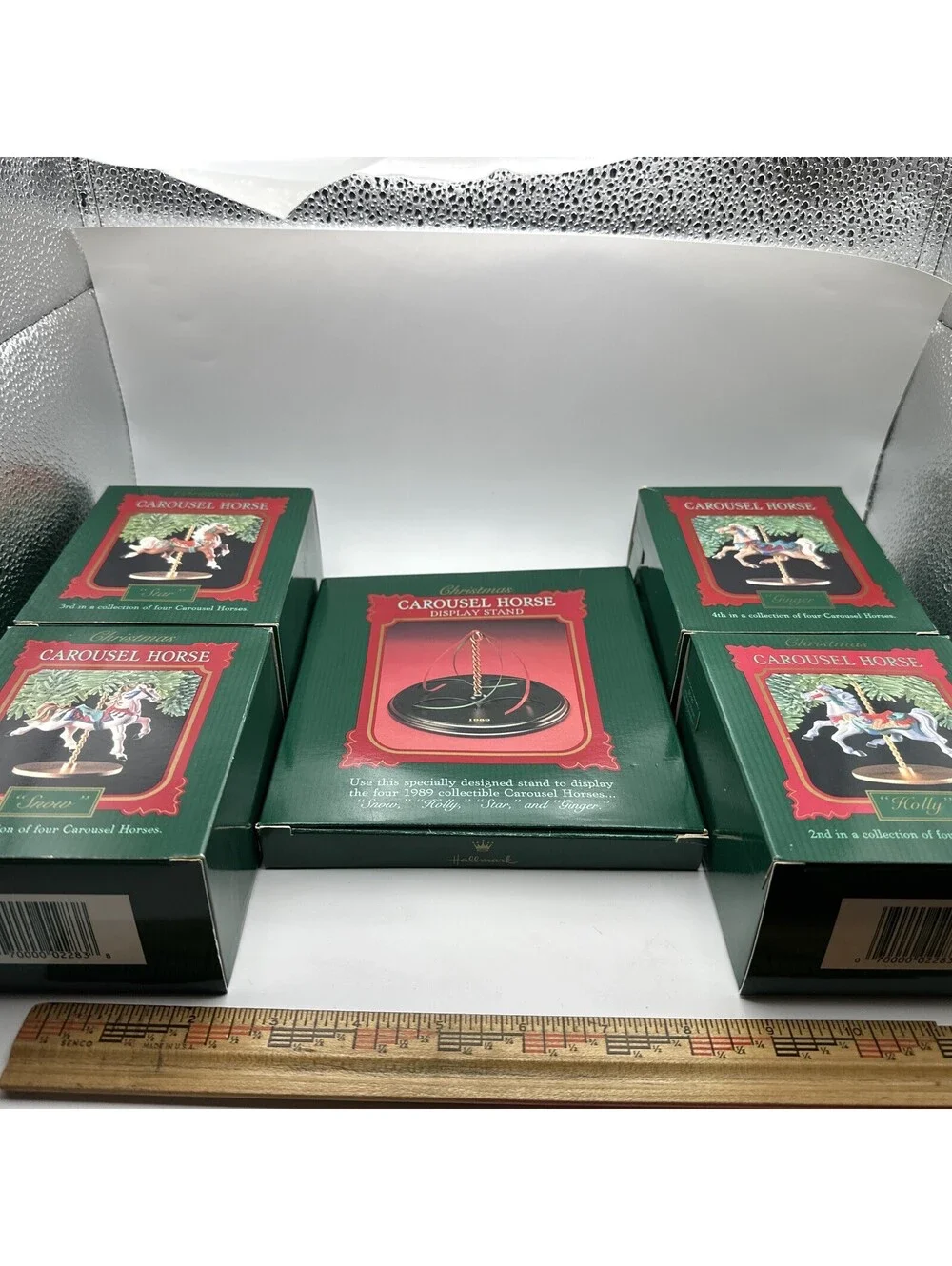 1989 Hallmark Carousel Horse Ornaments Complete 5 Piece Set Christmas